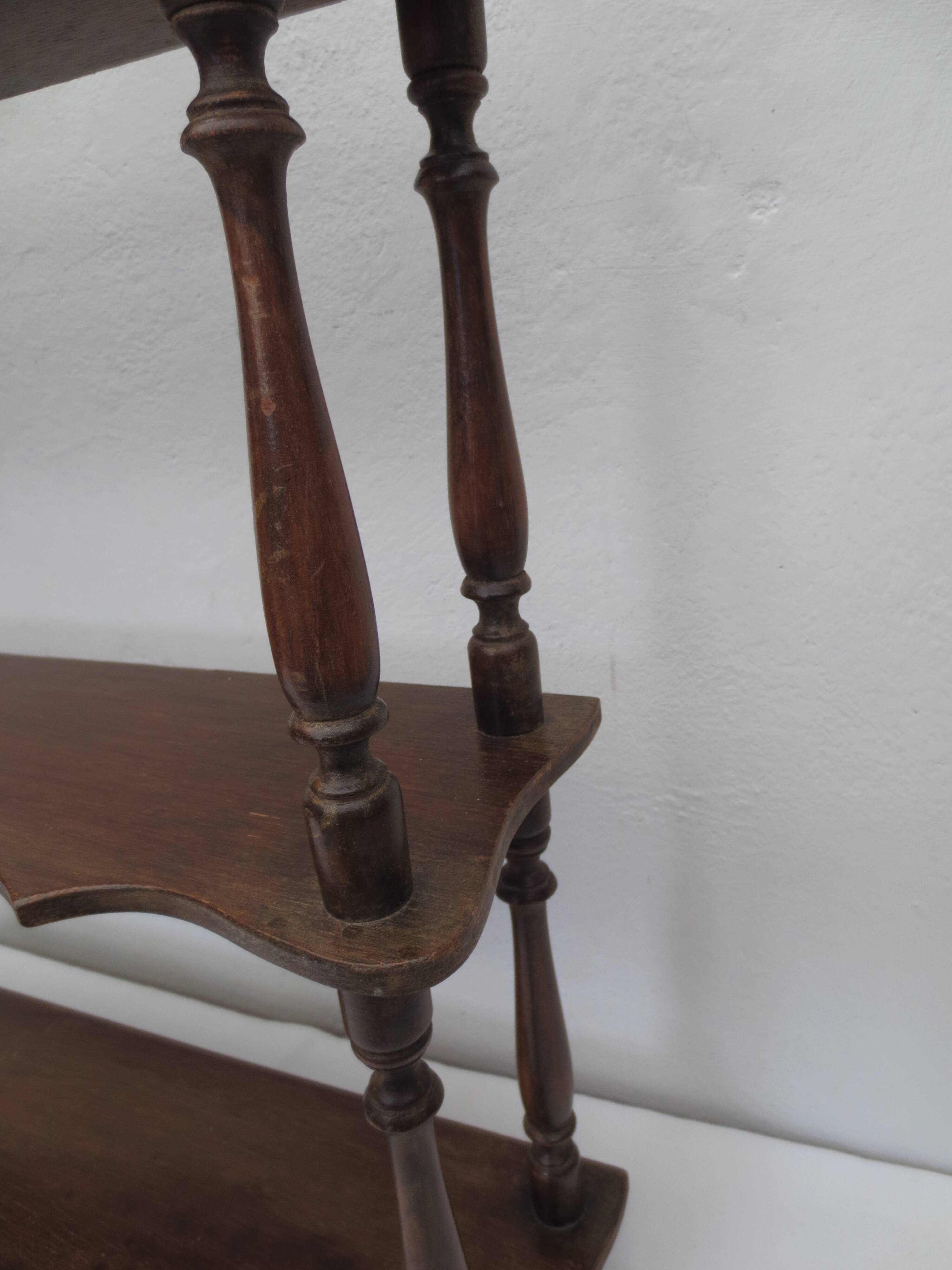 Old turned wood shelf, walnut color