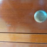 Desk, black leather top