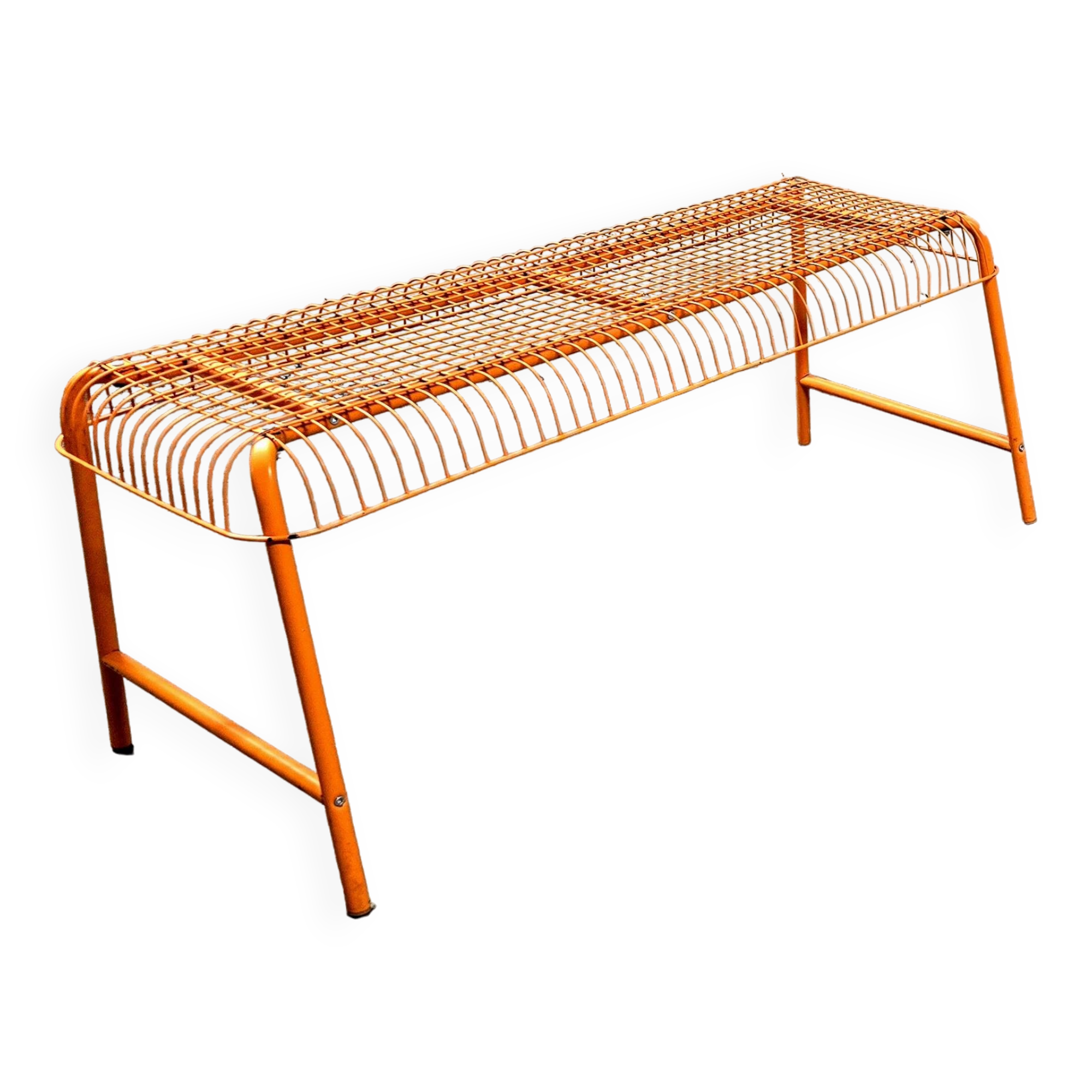 Bench - vintage stool, mesh Ikea Västerön in orange | Selency
