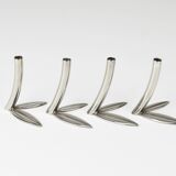 Werkstätte Hagenauer Up to 6 Soliflore Vases Leaf, Brass & Nickel, Vienna, 1960s