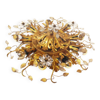 Large gilded floral flush mount light by banci firenze