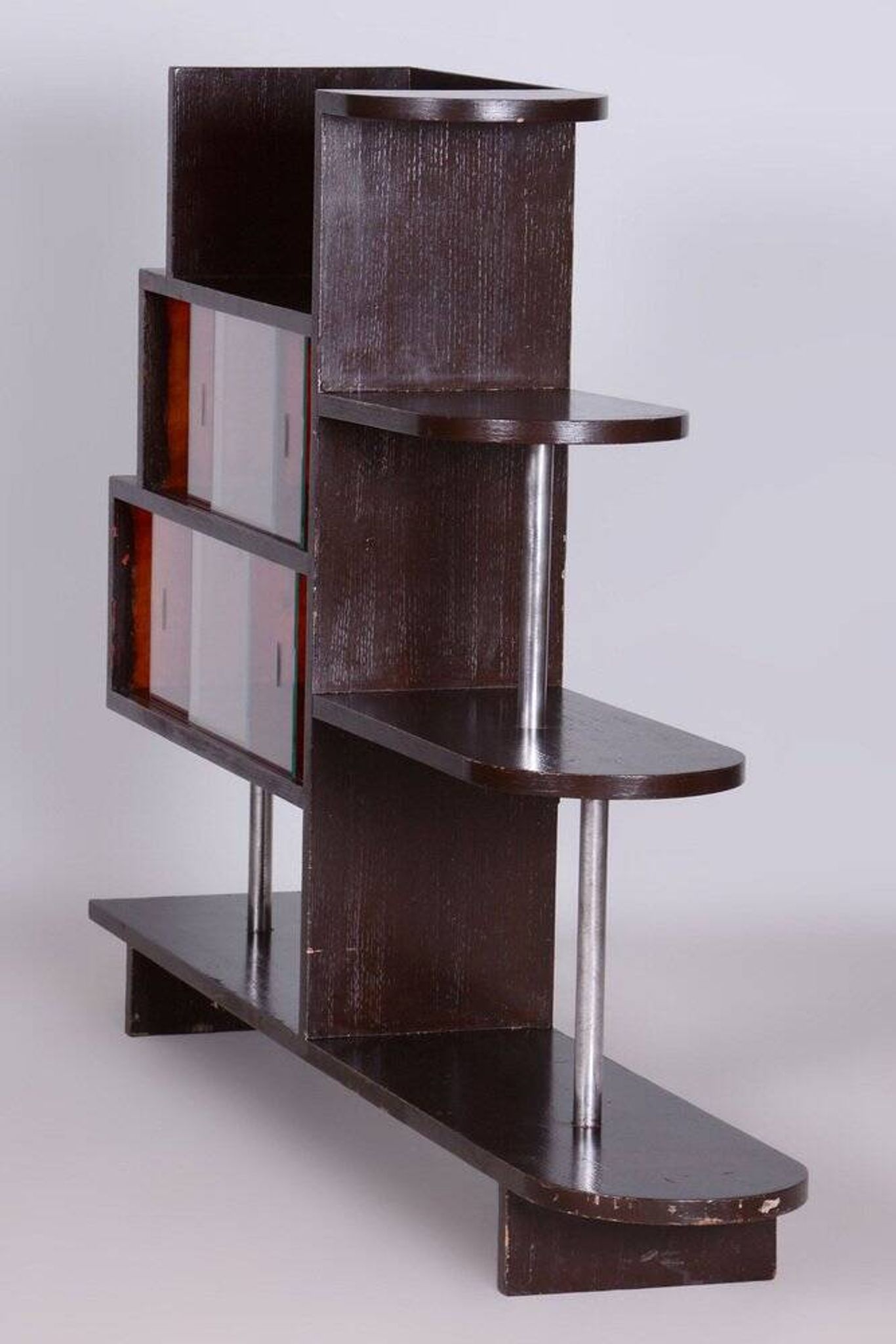 Art Deco Étagère in Oak & Chromed Steel, 1930s