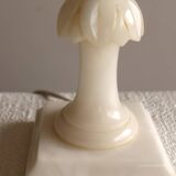 Alabaster lamp with white shade