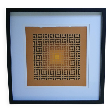 Tableau Vintage Art Optique - Victor Vasarely CTA-102 Frame 40x40cm