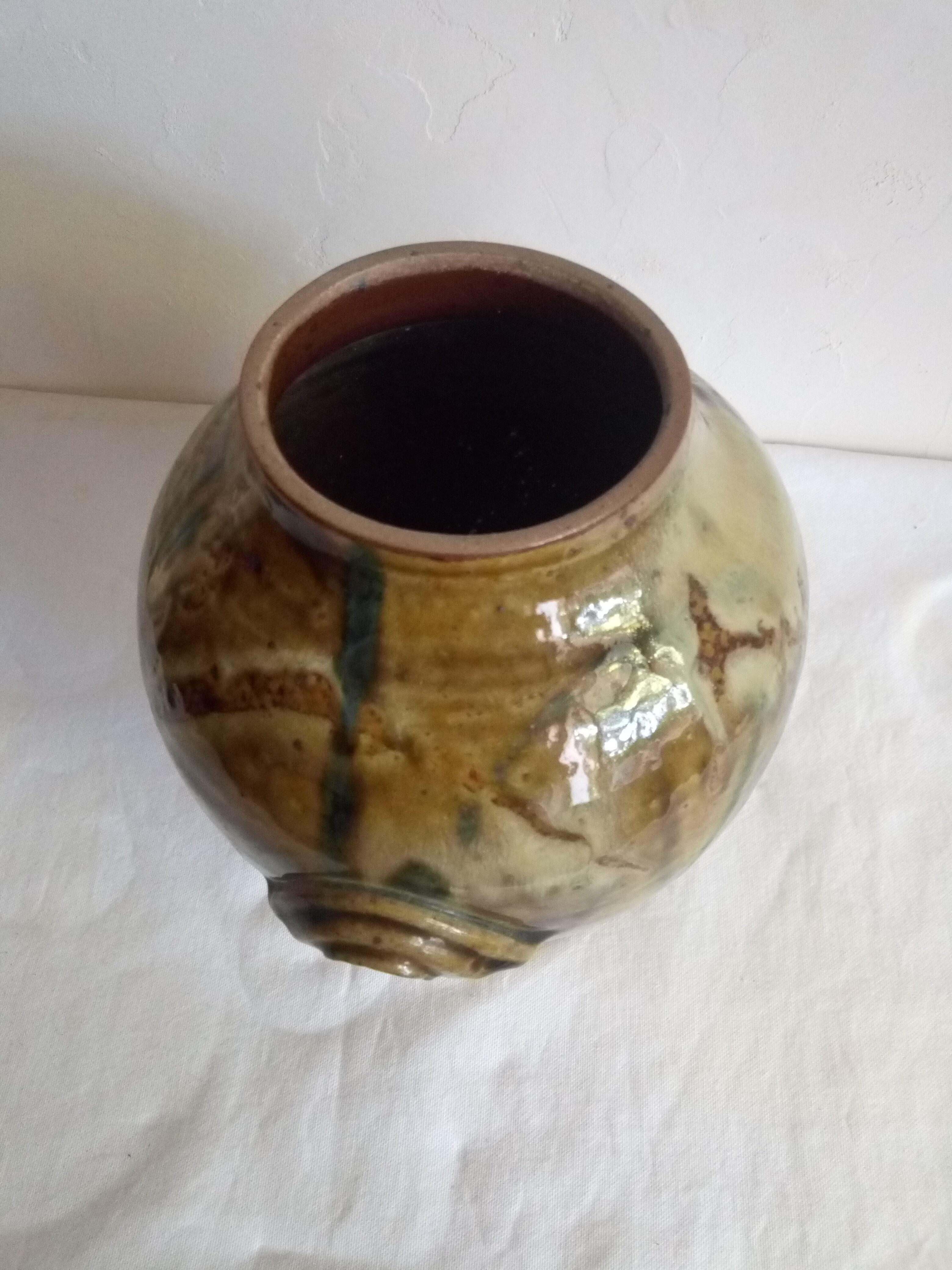 Enamelled sandstone vase from the 1970s