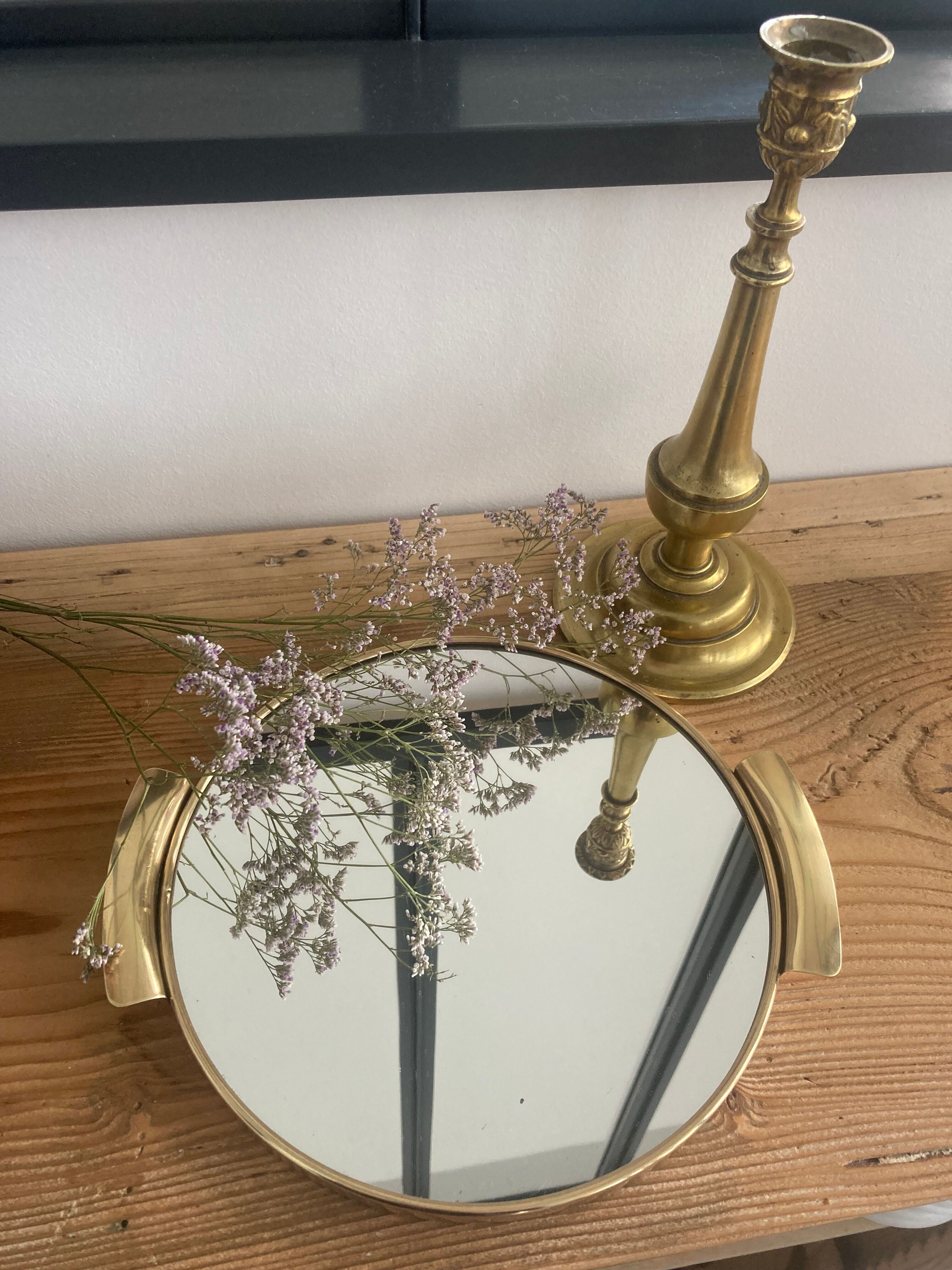 Gilded brass top and Art Deco mirror
