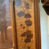 Art Nouveau marquetry mirror signed Auguste Metgé