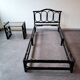 Bamboo and rattan bed and bedside table set, Italian design, 1970s.