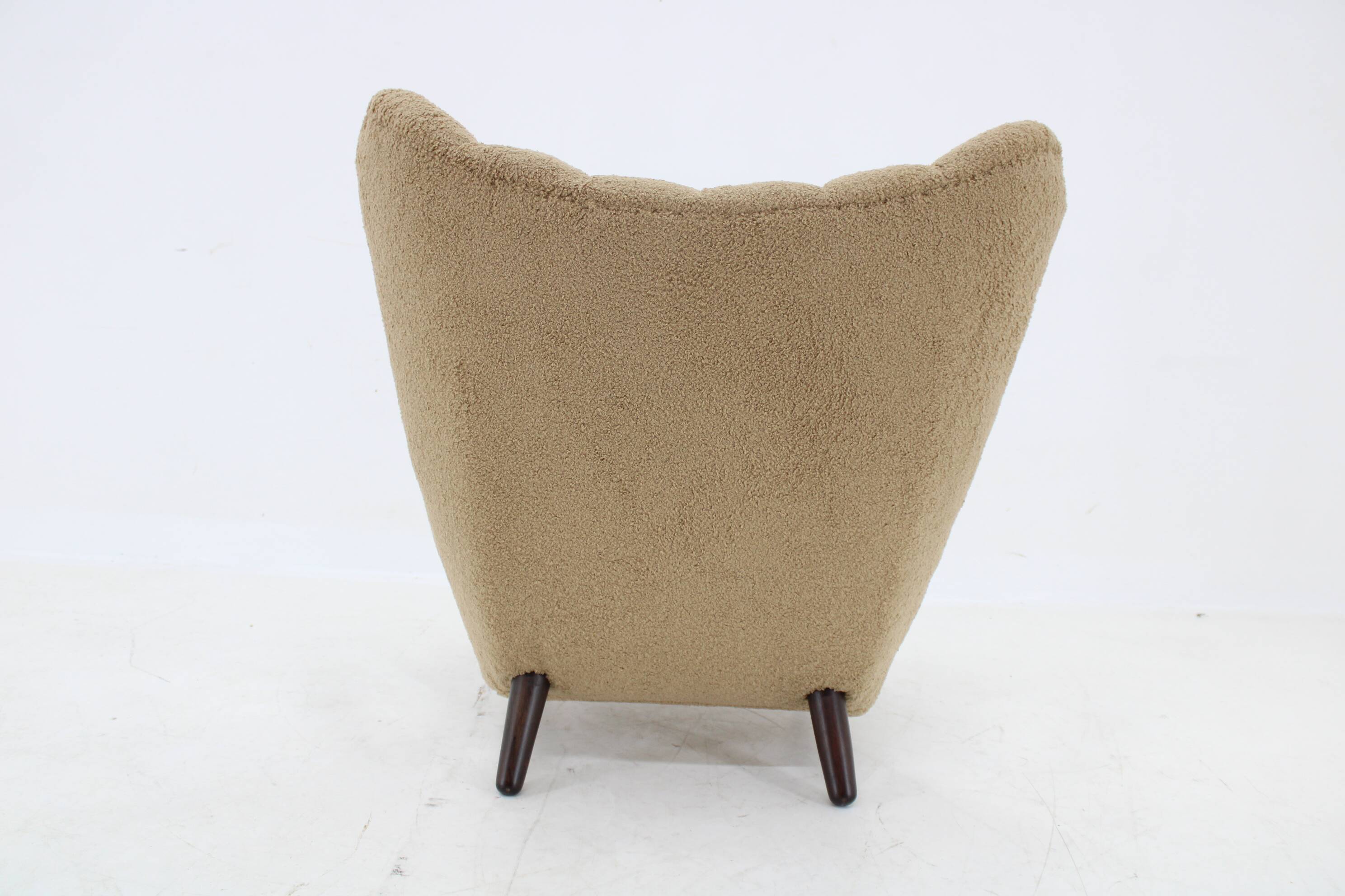 1940s Restored  Wing Armchair in Boucle Fabric ,Czechoslovakia