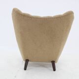 1940s Restored  Wing Armchair in Boucle Fabric ,Czechoslovakia