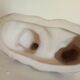 Statuette 43cm chamois on a snowy rock - polychrome ceramic