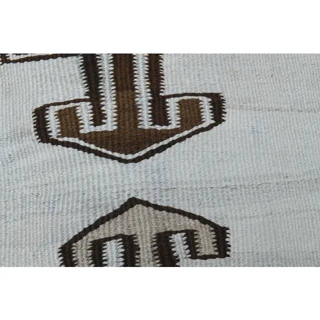 1970s Vintage Turkish Oushak Handmade Wool Cotton Blue Runner Rug 91x352