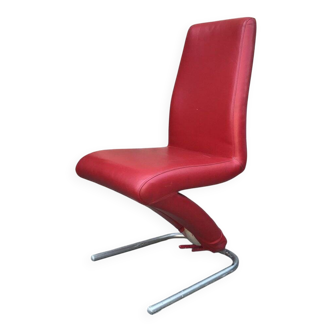 Purple cantilever armchair in tubular steel and upholstery fabric from the 1970s Mid-Century.