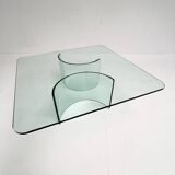 Table basse italienne moderne en verre, années 1970
