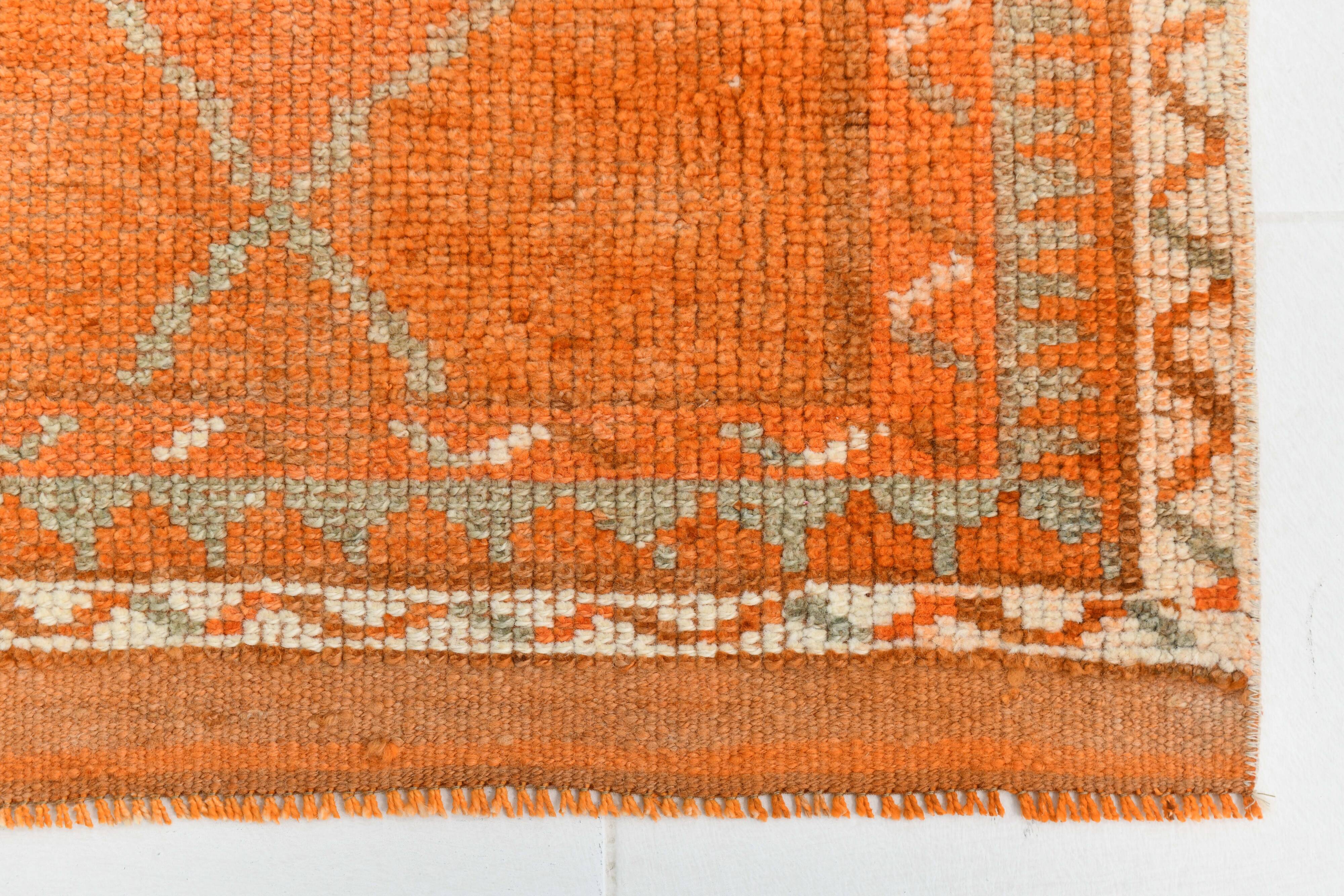 Beige & Orange Vintage Runner Rug, 83x383Cm