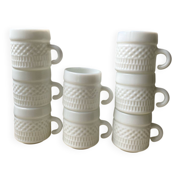 Tasses à café expresso en opaline