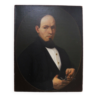 Portrait d'un homme fumant une pipe