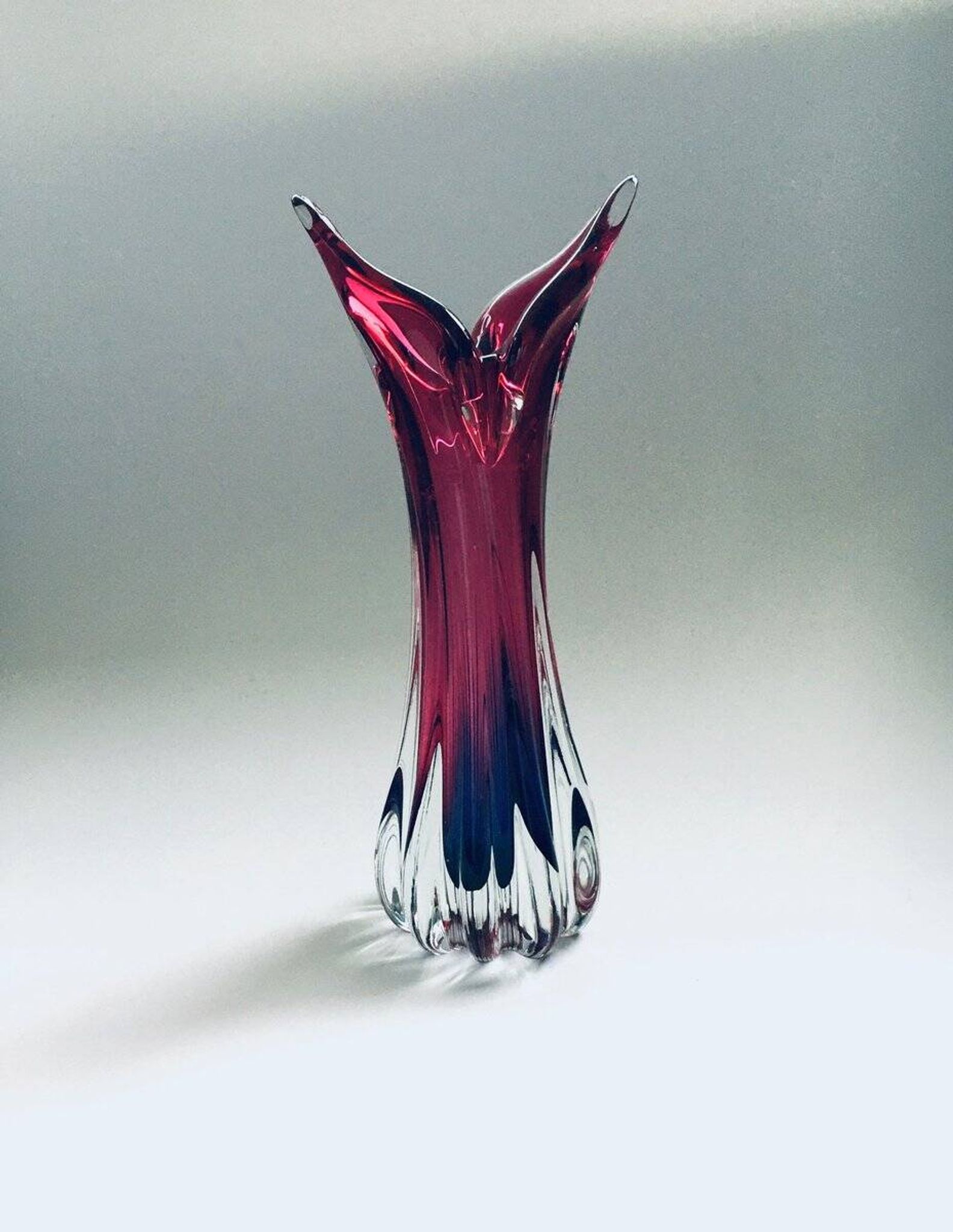 Czech Crystal Art Glass Beak Vase by Jozef Hospodka for Chribska Glassworks, 1950s