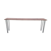 Console wood and metal with tapered legs.
