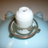 Opaline suspension draped from the 30s, blue and white