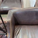 Série de 5 tabourets style industriel en métal et cuir, travail moderne