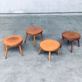 Mid-Century Low Side Table Set, Belgium, 1950s, Set of 4