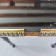Japanese patterned coffee table, tapered legs and brass, vintage.