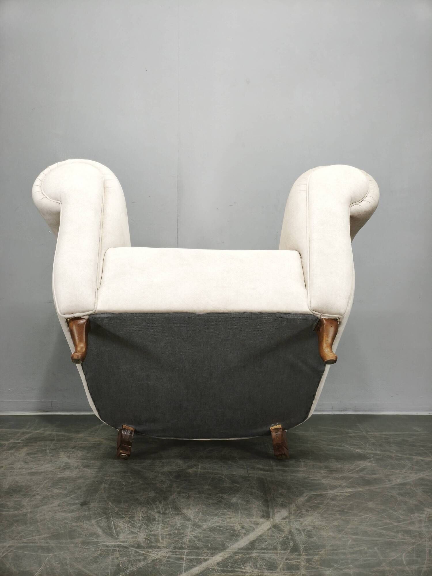 Italian Lounge Armchair in Beech Wood, Newly Upholstered, 1950s