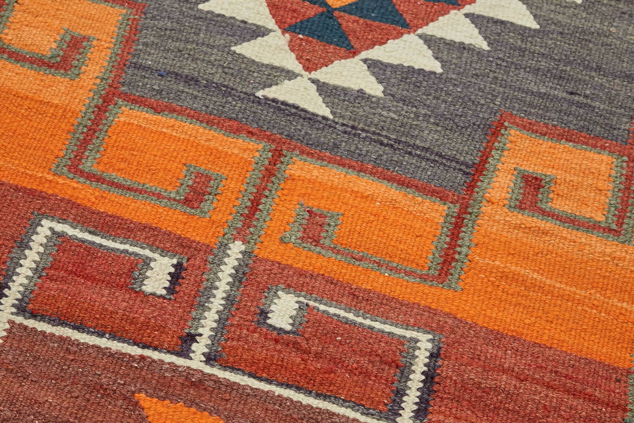 Turkish Handwoven Vintage Herki Kilim 90 cm x 318 cm