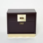 Pair of brass plum lacquer bedside tables Luciano Frigerio Italy 1970