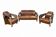 Set of 3 Stacyville items, leather and stainless steel, 2 armchairs and a sofa.