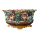Antique jardinière in barbotine attributed to Onnaing with a floral motif.