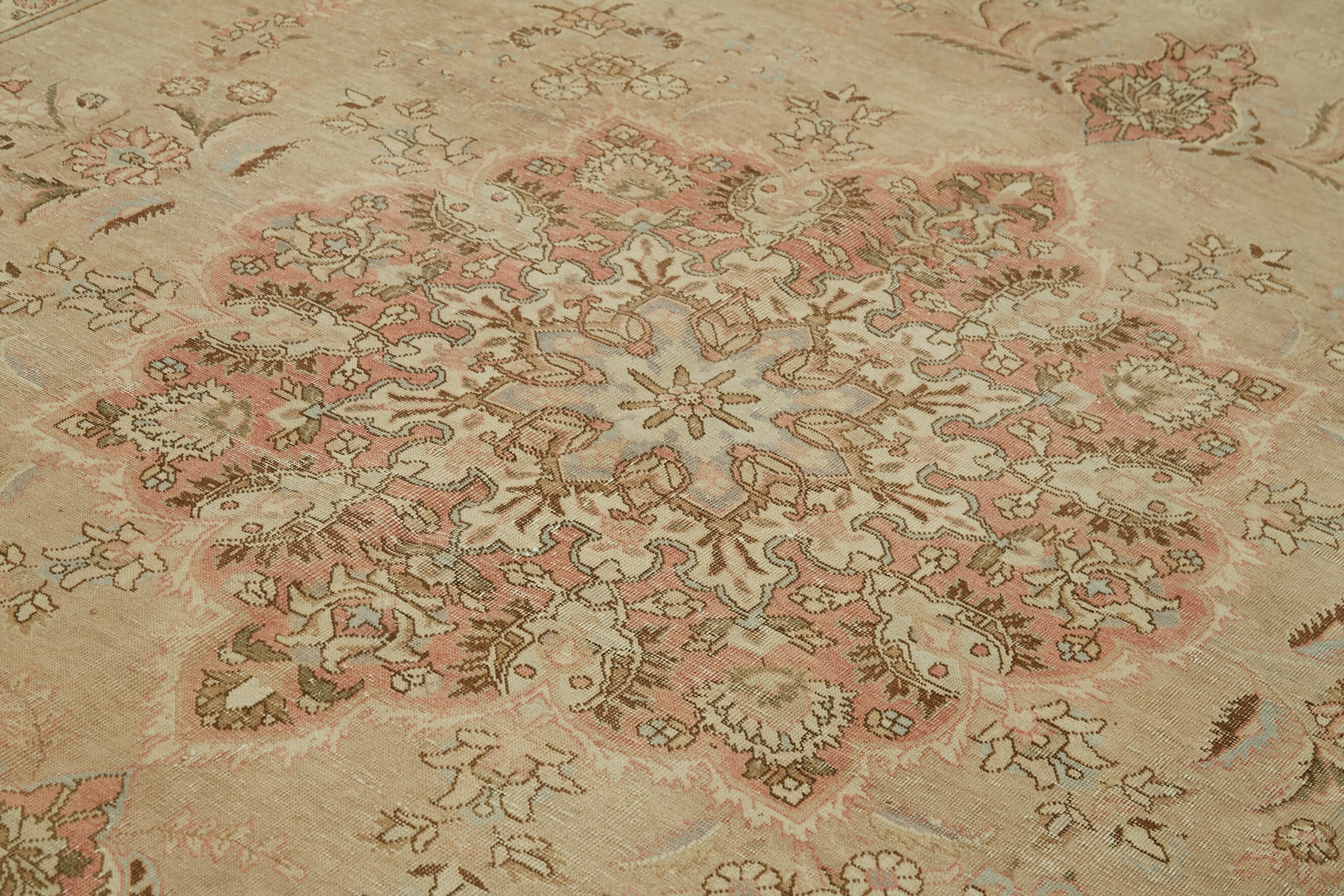 Hand-knotted oriental vintage 300 cm x 392 cm beige wool rug