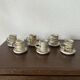 Set of 6 vintage glazed stoneware cups and saucers from the 1950s, new.