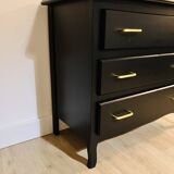 Satin black wooden chest of drawers