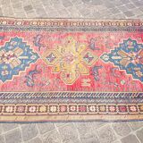 Tapis d'orient fait main de couloir caucasien ancien Kazak  3,09 x 1,52 m