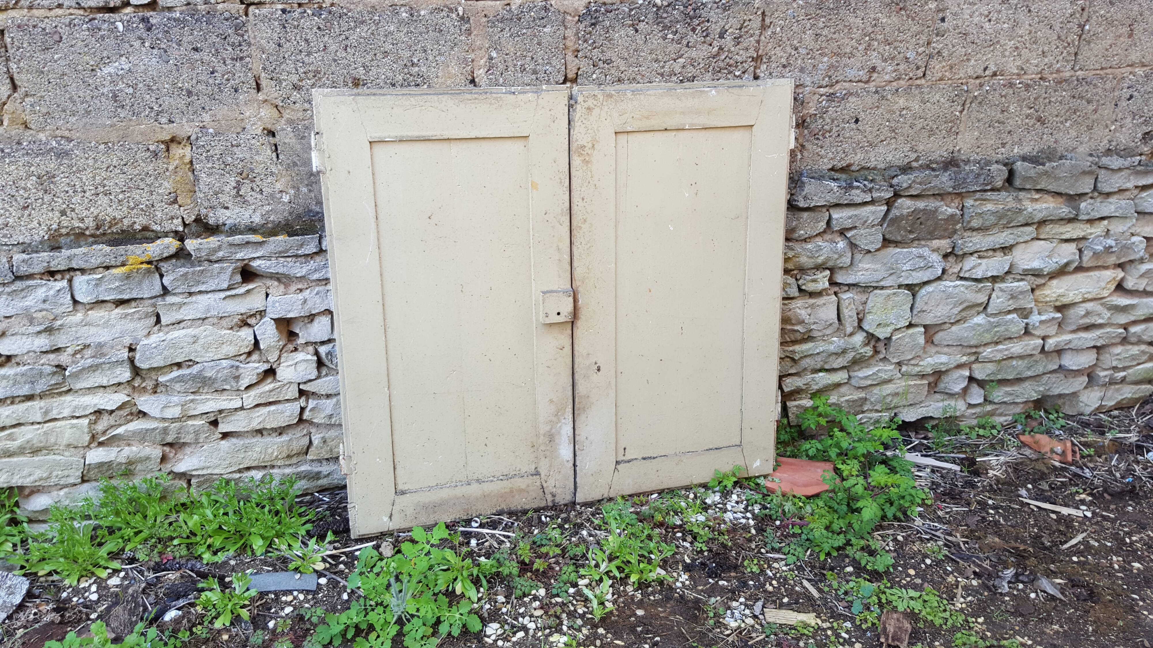 Pair of old white painted fir closet doors
