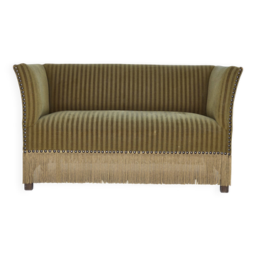 1970s, Danish 2-seater sofa, original green furniture velour.