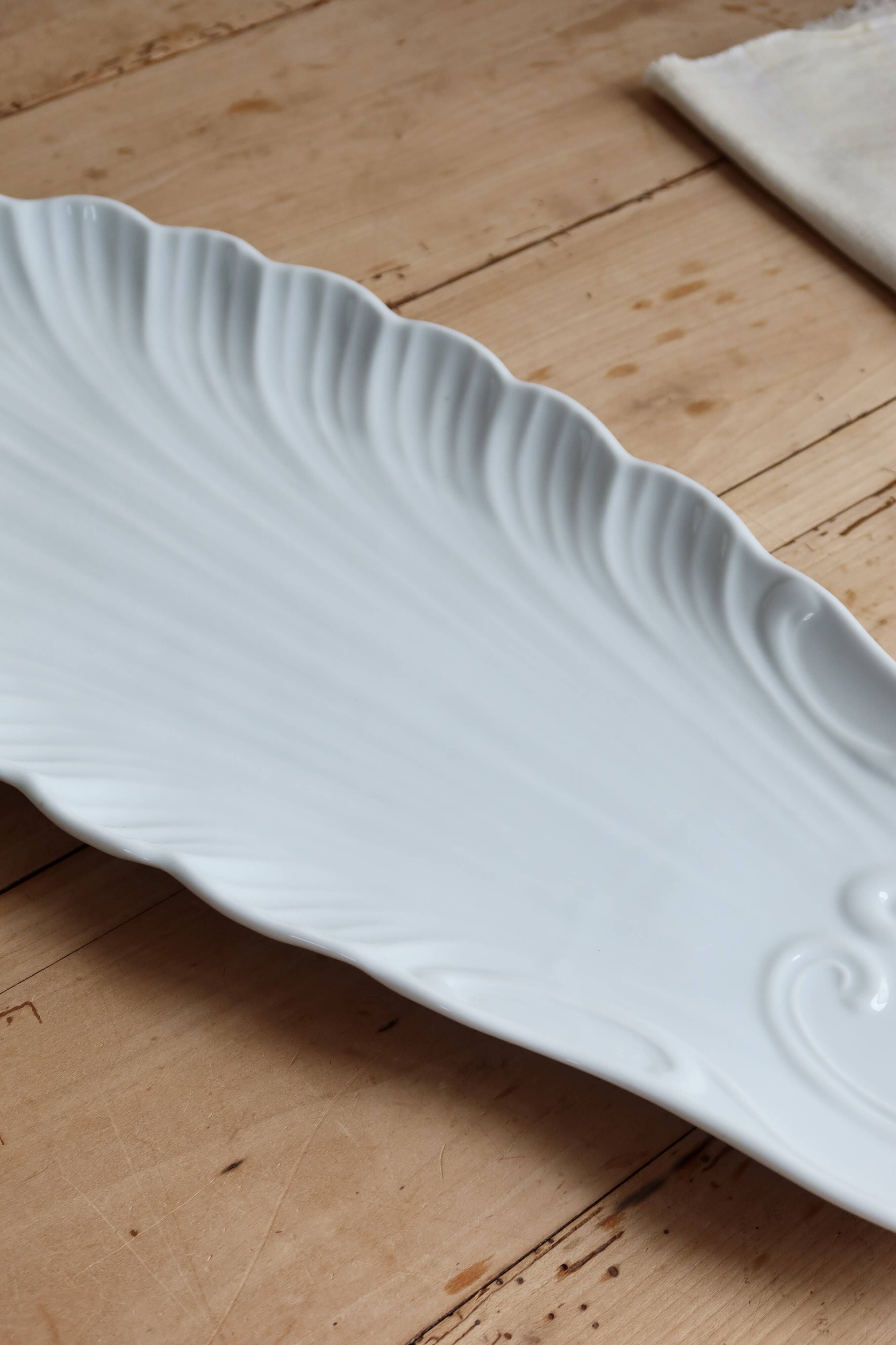 Large vintage white porcelain shell serving platter XXL
