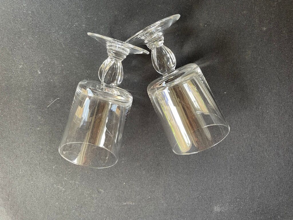 6 twisted plain crystal port glasses – Typical of the 1960s-1970's