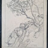 Louis John Endres (1896-1989) - Charcoal drawing on paper - Landscape Tizi N'Test, Grand Atlas Morocco