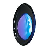 Modern Sculptural Concave Black and Blue Handmade Glass French Mirror