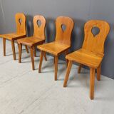 Vintage brutalist dining chairs set of 4 - 1960s