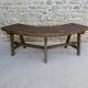 Banc courbe en bois massif, années 70
