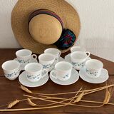 9 coffee cups arcopal model forget-me-not.
