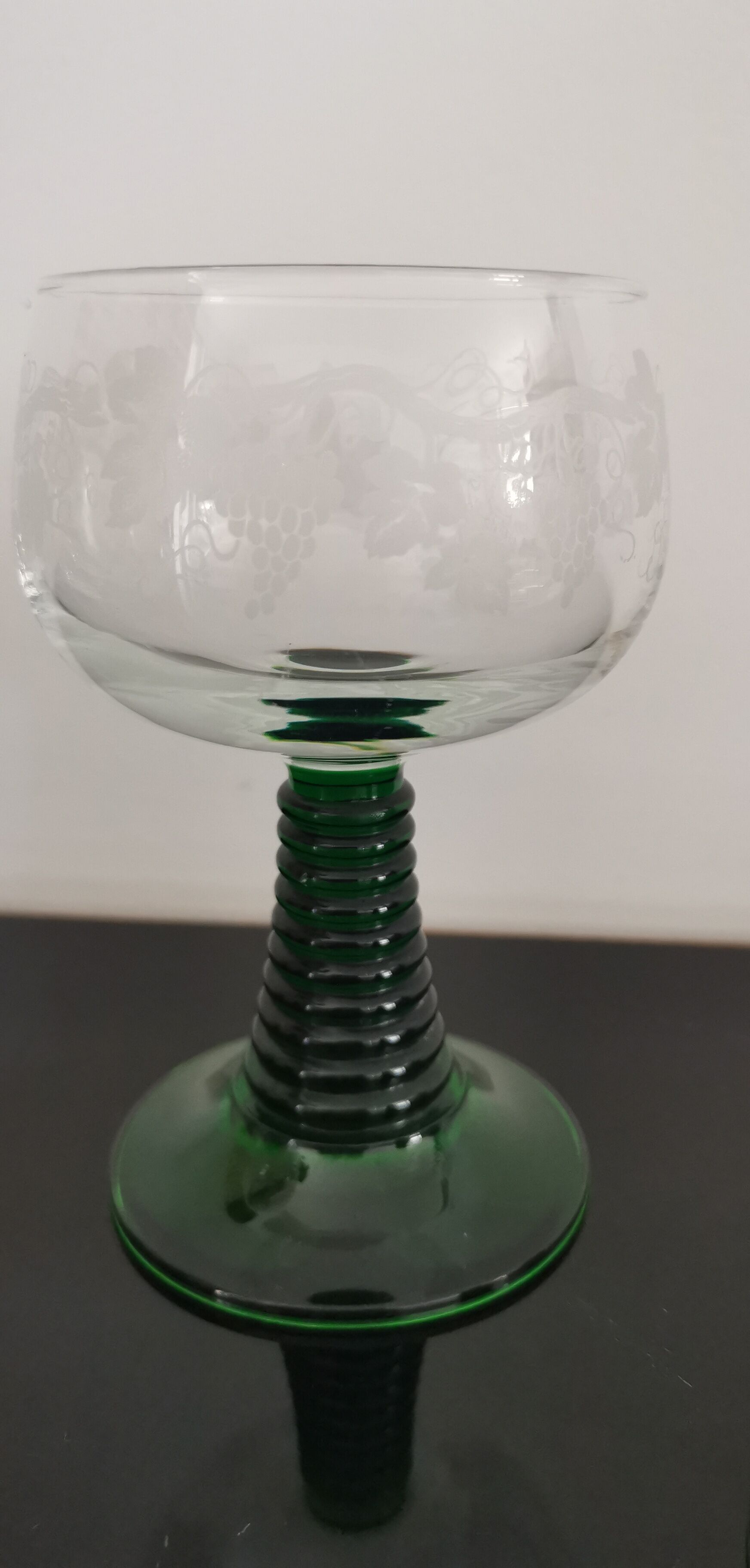 4 old Alsatian Roemer wine glasses decorated with vines