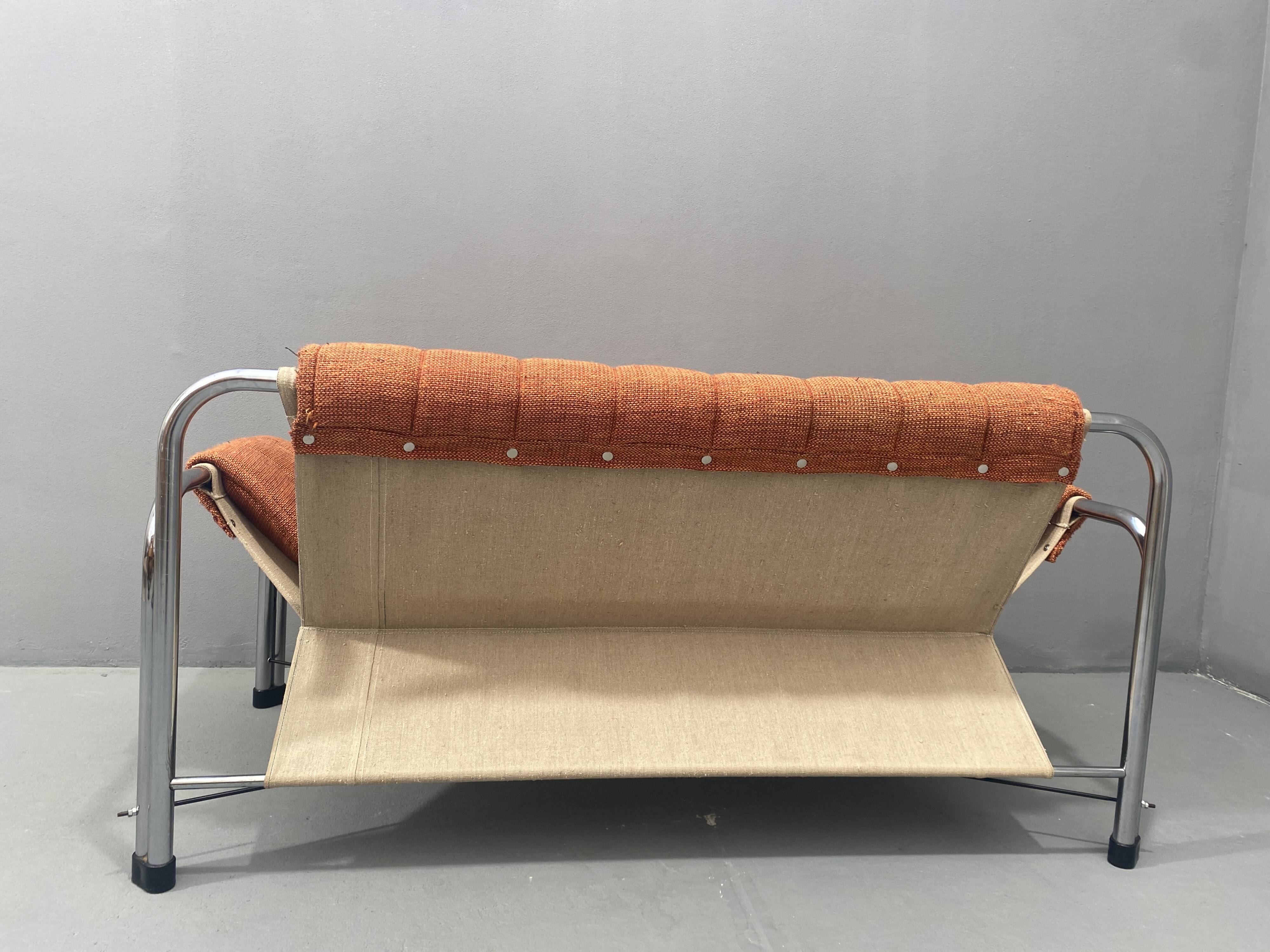 Chromed functionalist sofa by Viliam Chlebo, 1970´s, Czechoslovakia