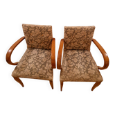 Paire de fauteuils Art déco en bois courbé, années 1930