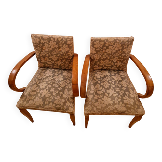 Pair of Art Deco curved wood armchairs – 1930s