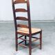 Rustic Ladder Back Oak and Rush Dining Chairs, 1960s, Set of 4